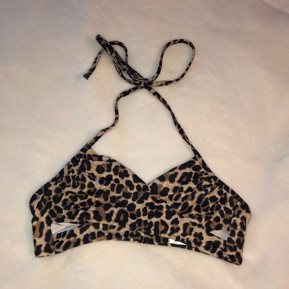 leopard print victoria’s secret bikini top